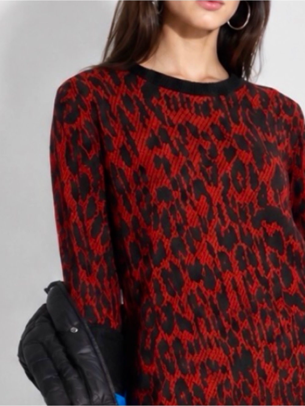 DIESEL Red Leopard 100% Alpaca Wool Crewneck Sweater Size S NWT - Picture 8 of 12